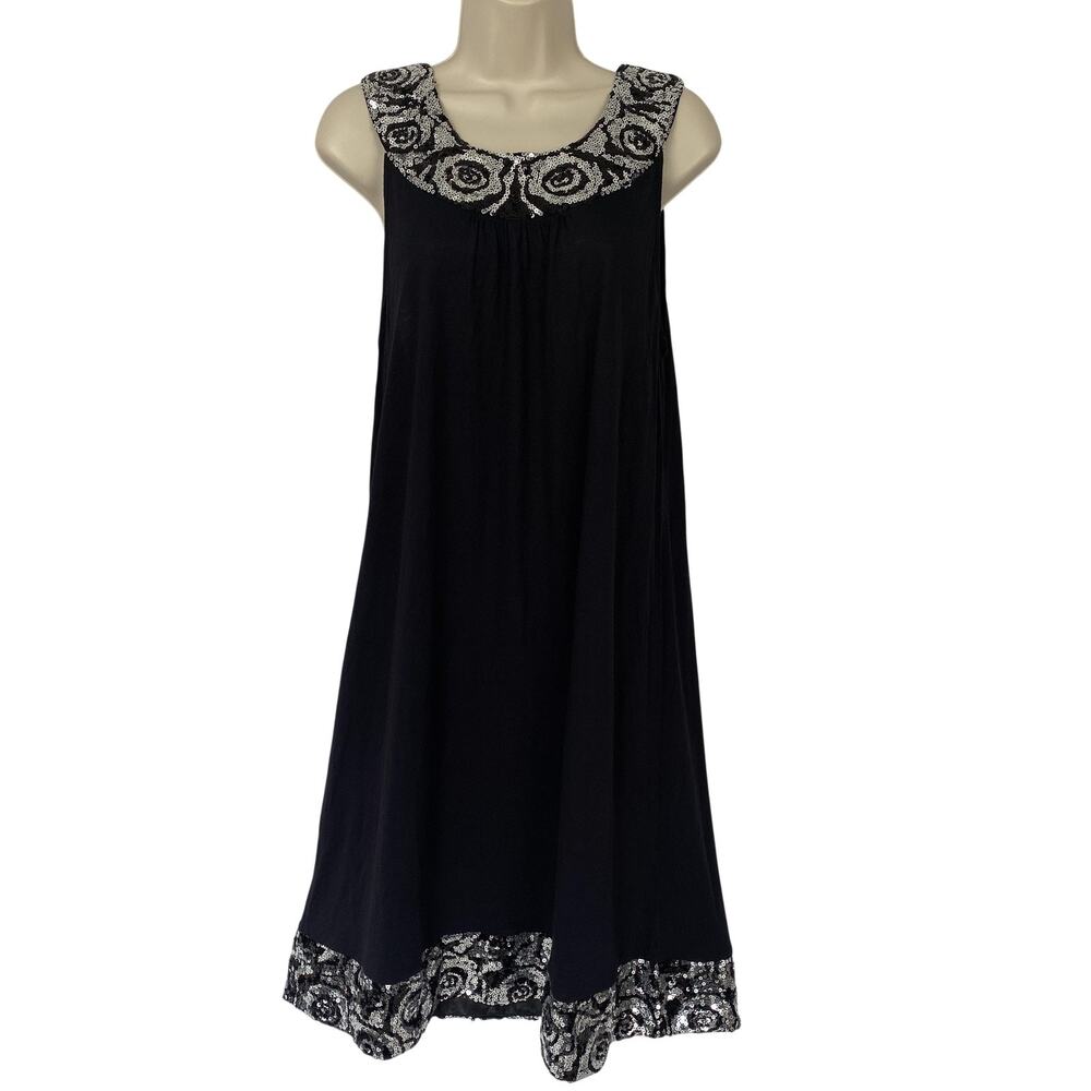 Cruise Wear Co Dress Womens XL Black Sequin Sleeveless Glam Resort Artsy Sheer